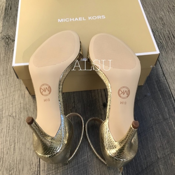 Michael Kors Sylvie MID Sandal Pale Gold W AUTHENT - Picture 7 of 8